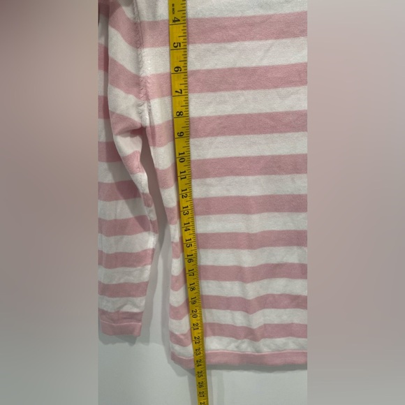 J. Peterson Company Sweater Size XS Pink White Boatneck Pima Cotton 3/4 Sleeve - Picture 5 of 6